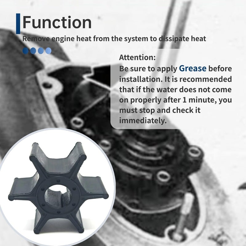 FREPURDO 17400-92D01 Water Pump Impeller Kit for Suzuki Outboard Motors, 17400-96353, 8-9.9 HP, Sierra 18-3255 - Image 4